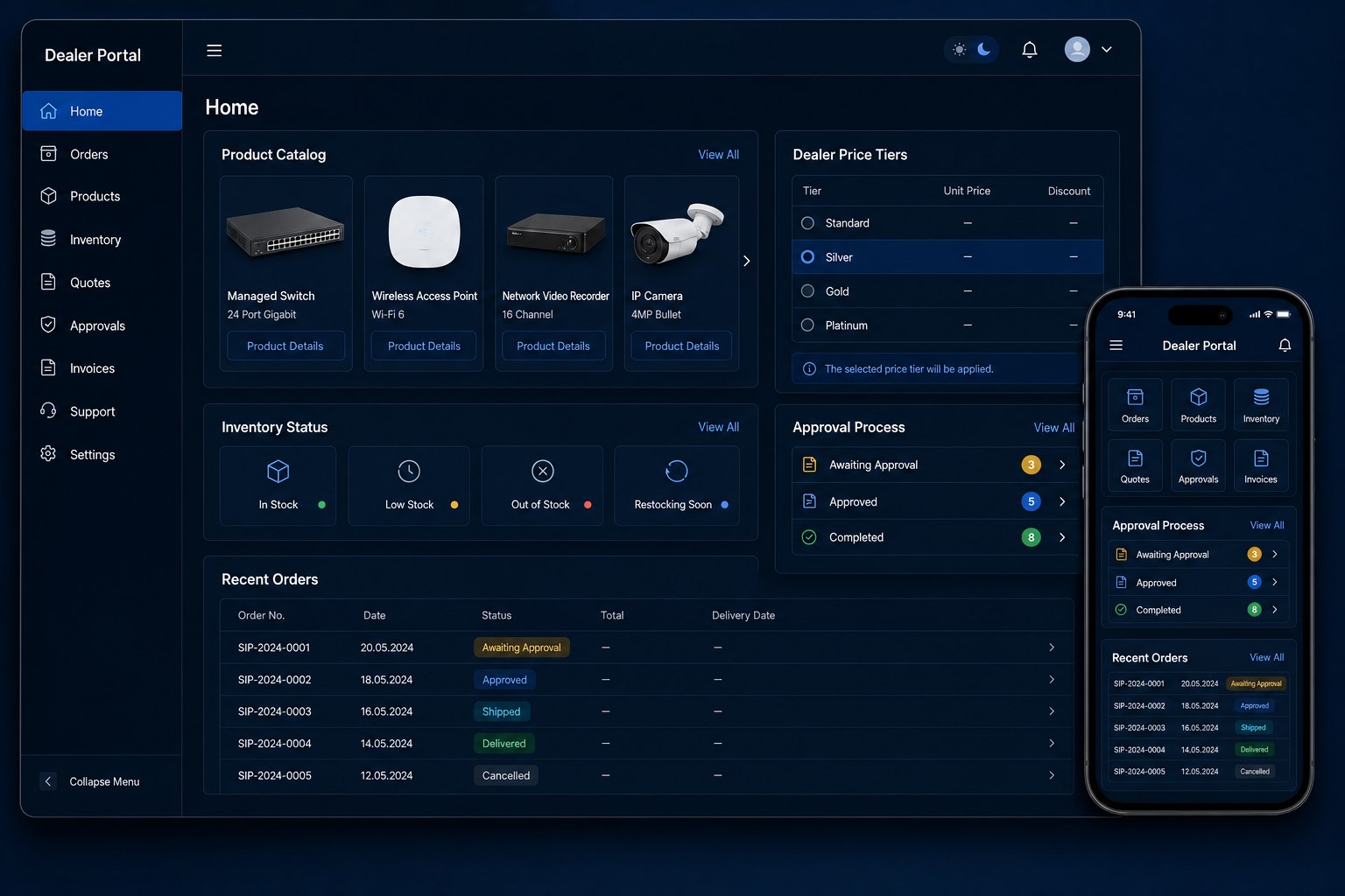 B2B Dealer Portal — solution concept interface