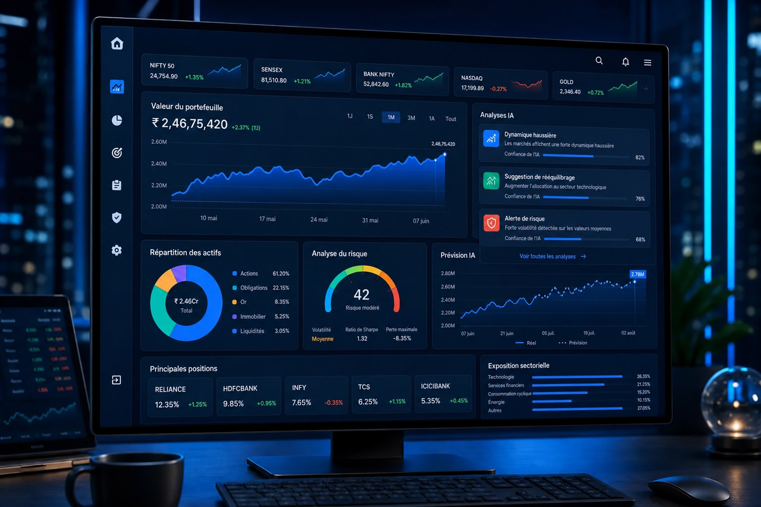 Plateforme de finance et de reporting — interface du concept de solution