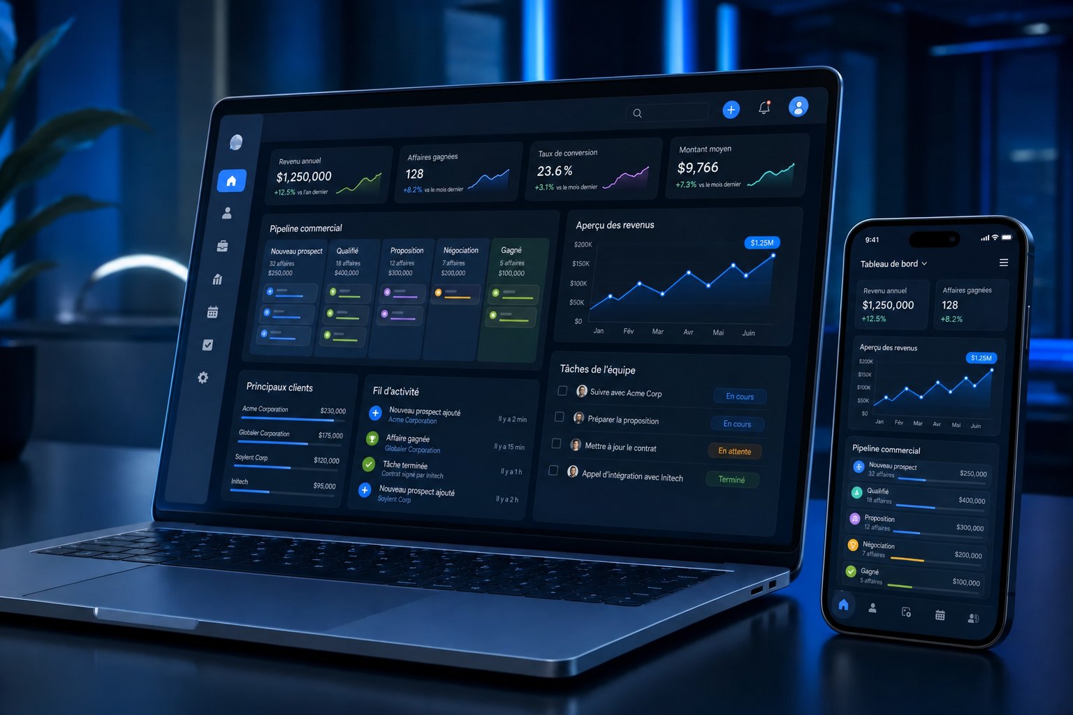 Application de gestion sur mesure — interface du concept de solution