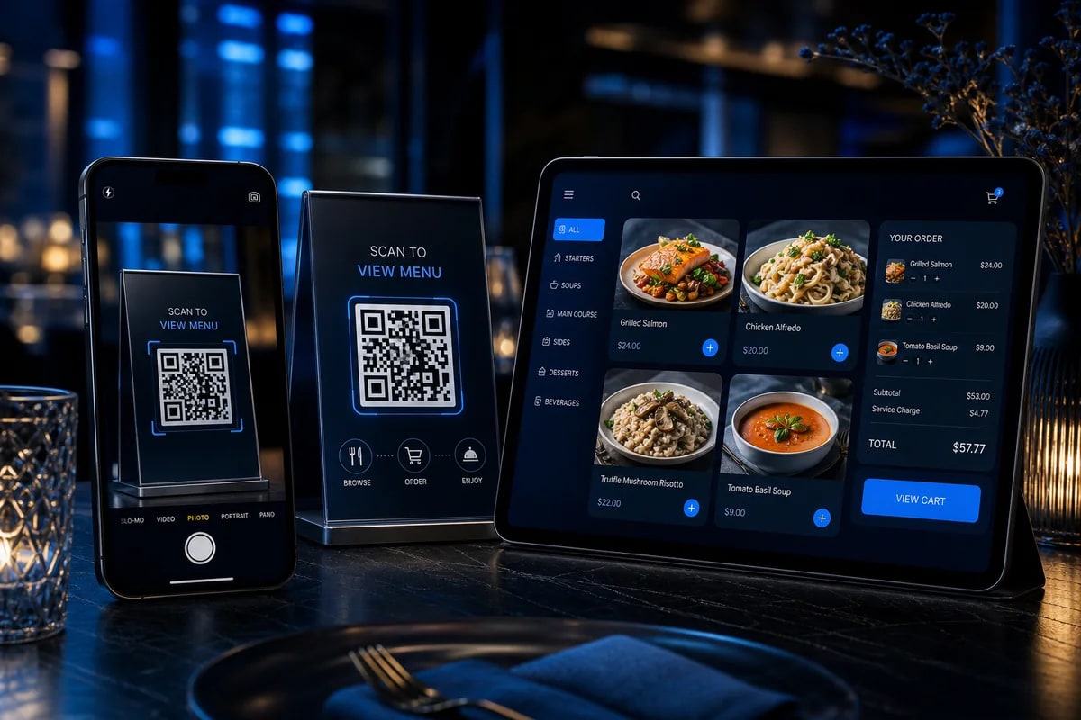 QR Kodlu Menü Sistemi sistem konsepti arayüzü